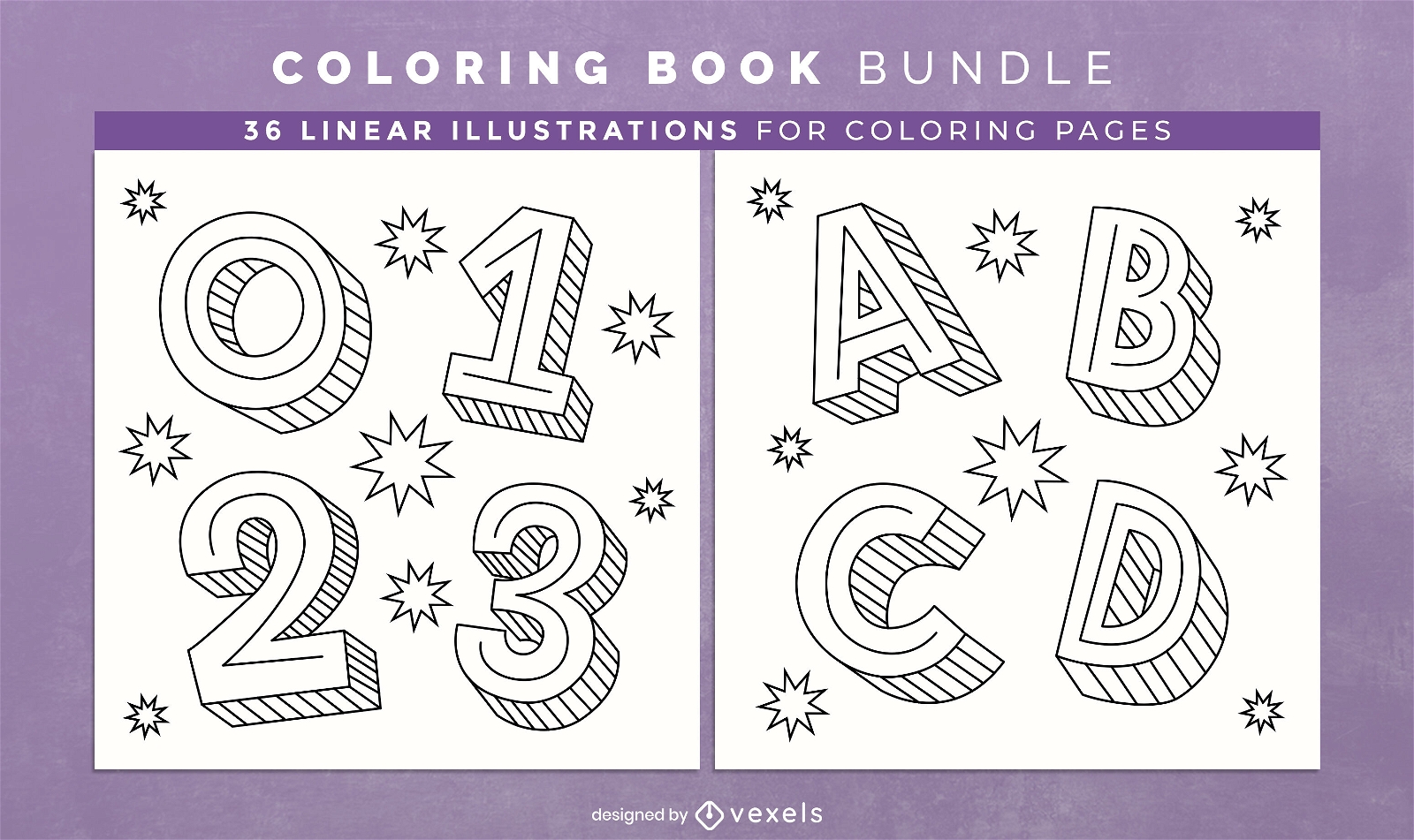 Alphabet and numbers Coloring Book Design Pages