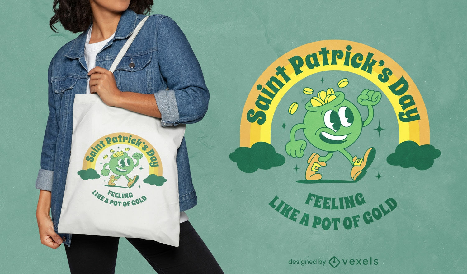 St Patrick's cartoon tote bag design