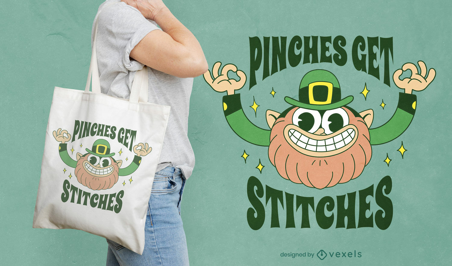 Diseño de bolsa de asas con cita de pellizcos de San Patricio