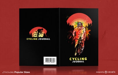 Diseño de portada de libro de diario de ciclismo.