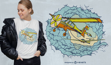 Flugzeug fliegt in den Wolken T-Shirt-Design