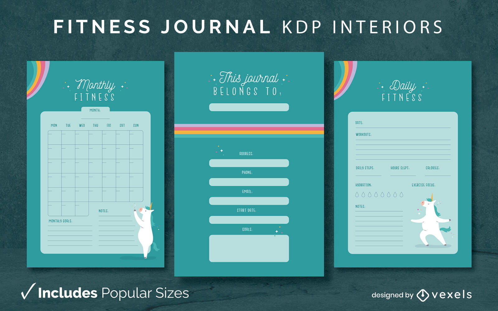 Fitness diary design template KDP