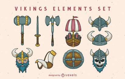 Conjunto de elementos vikingos