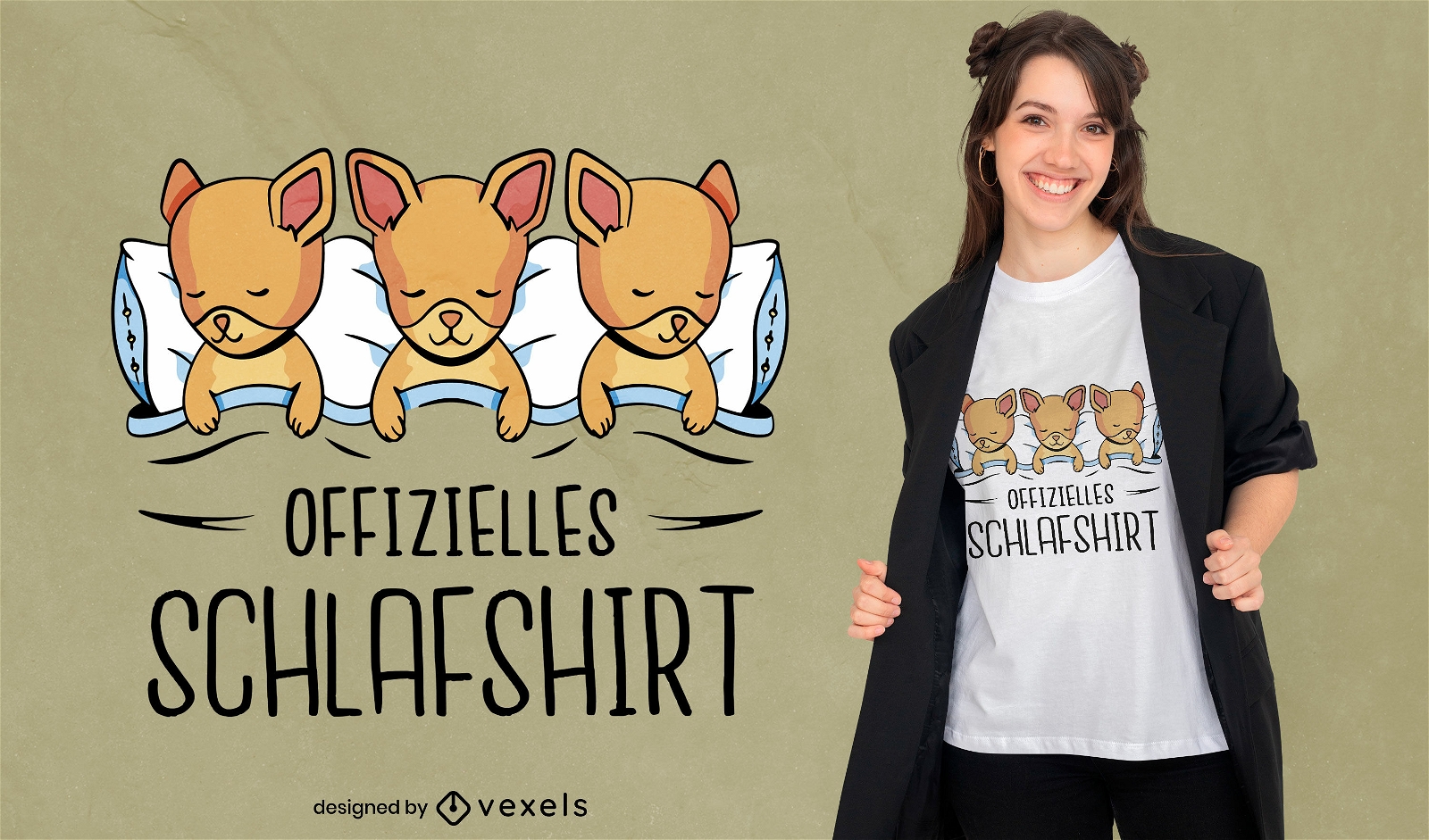 Design de camiseta para dormir de chihuahuas