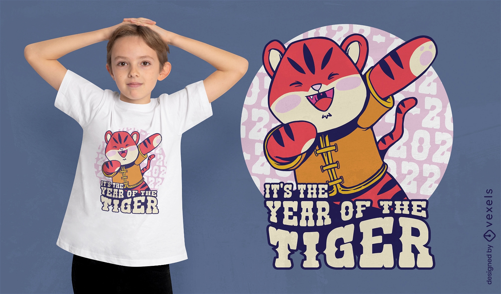 Diseño de camiseta de tigre Dabbing de año nuevo chino