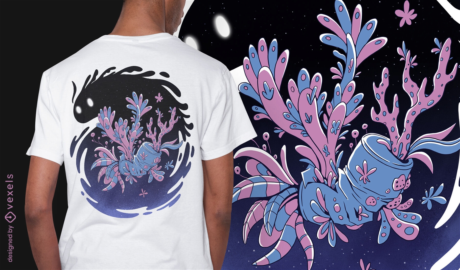 Kann florales Monster PSD-T-Shirt-Design