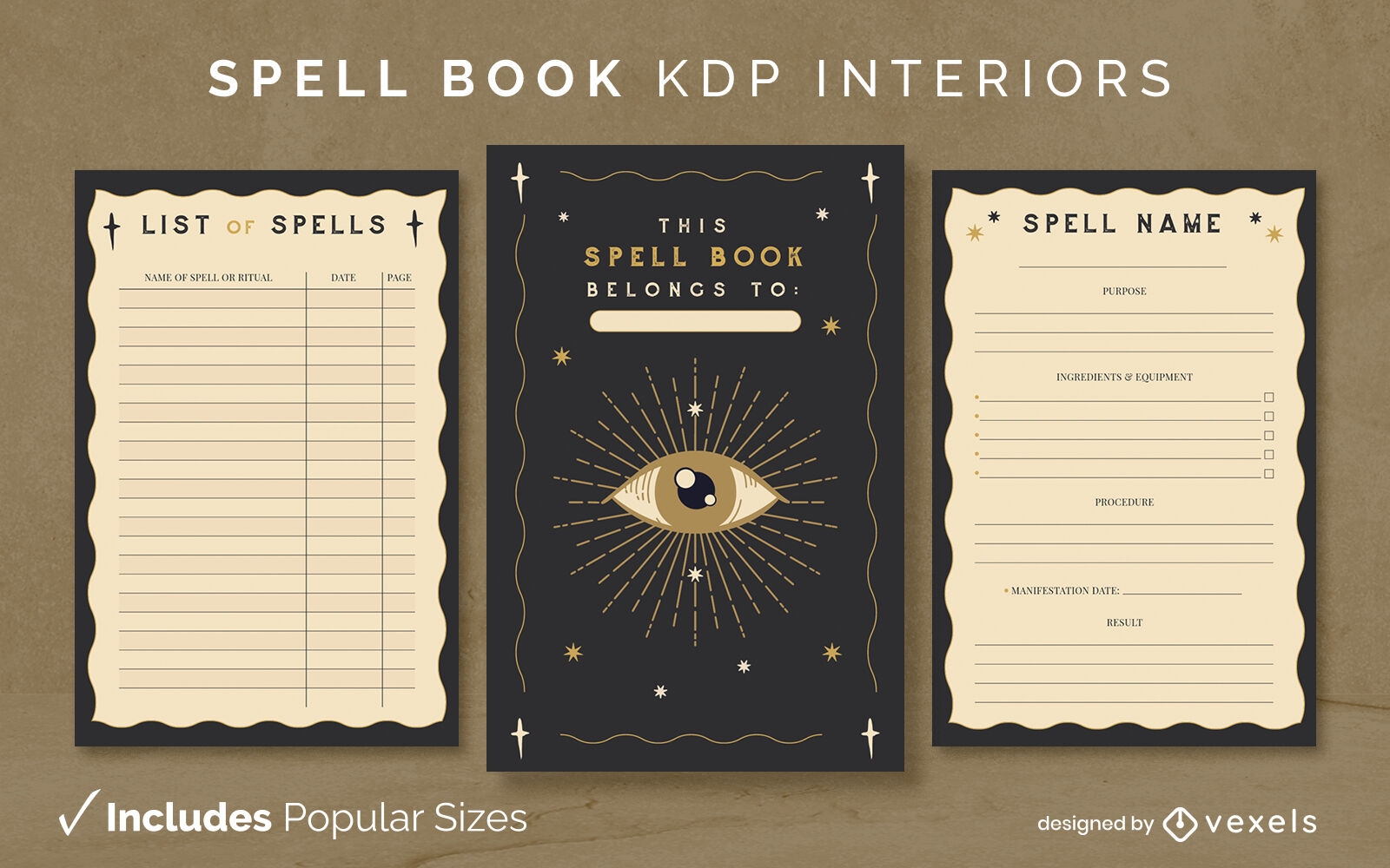 Livro de feitiços KDP design de interiores