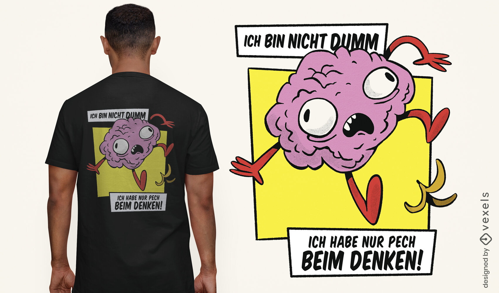 Diseño de camiseta de cerebro de plátano