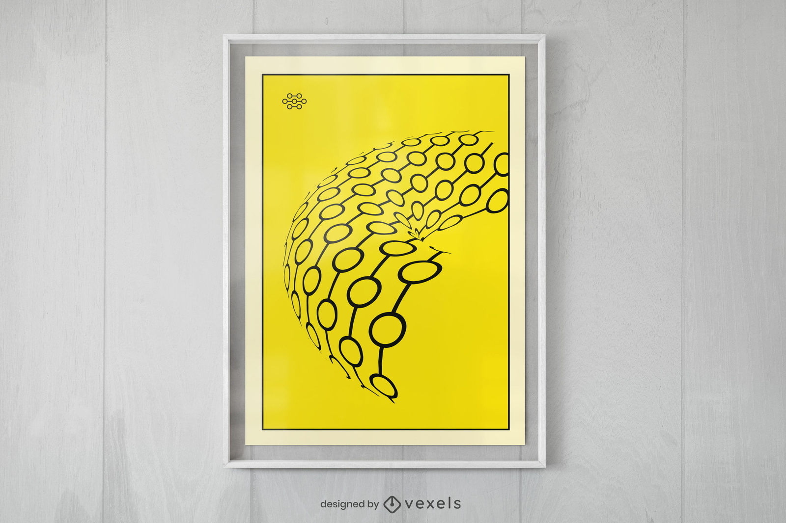 Círculos e linhas design de pôster amarelo