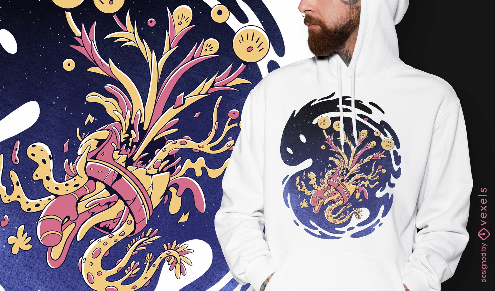 Abstract space monster psd t-shirt design