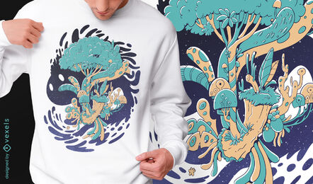 Space nature psd t-shirt design