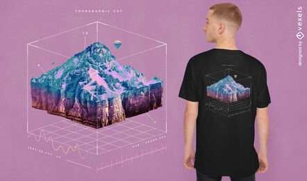 Design de camiseta psd de corte de montanha de topografia