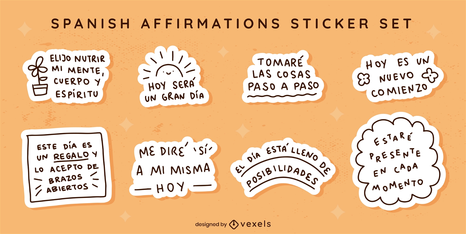 Affirmation spanische Zitate Sticker Set