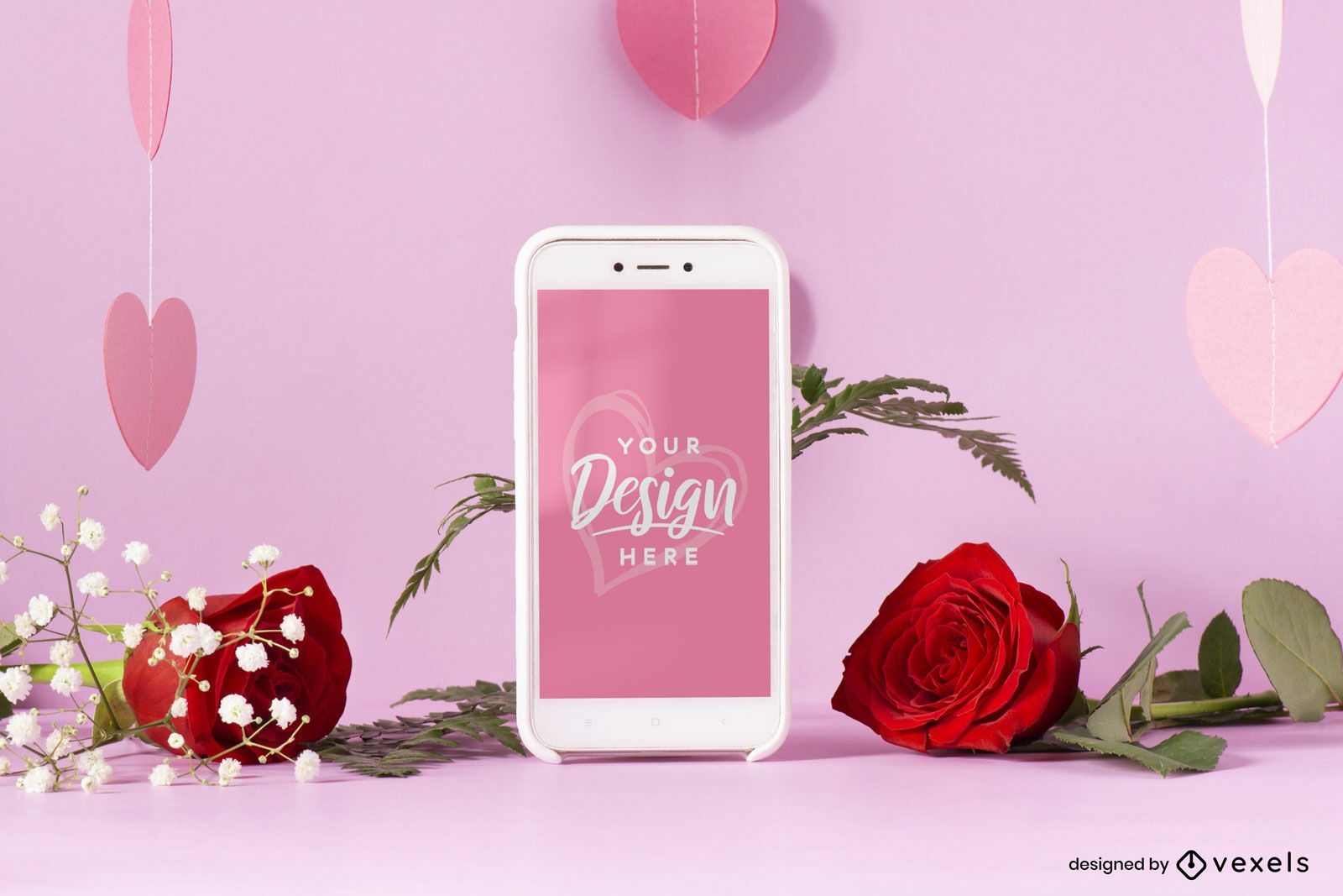 Valentines day phone mockup design