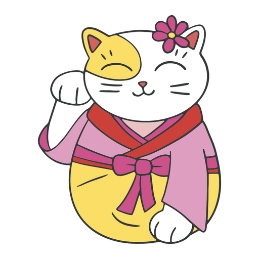 Maneki neko lindo rosa Diseño PNG