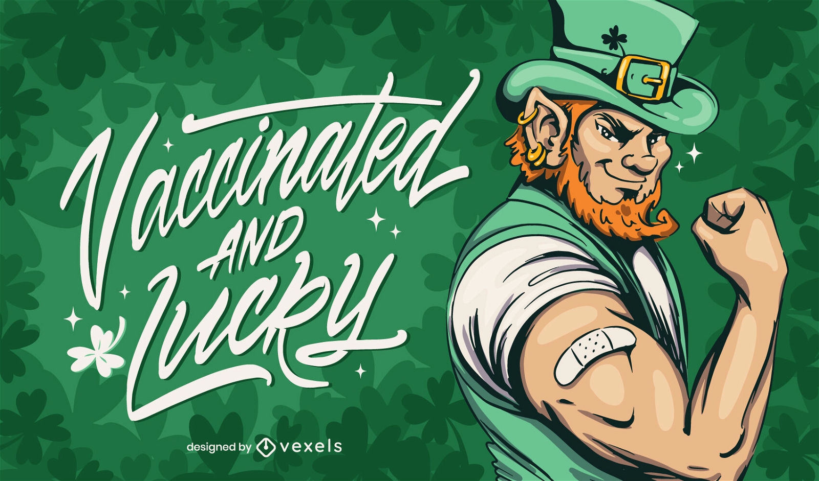 Vaccinated and lucky st. patrick's day illustration