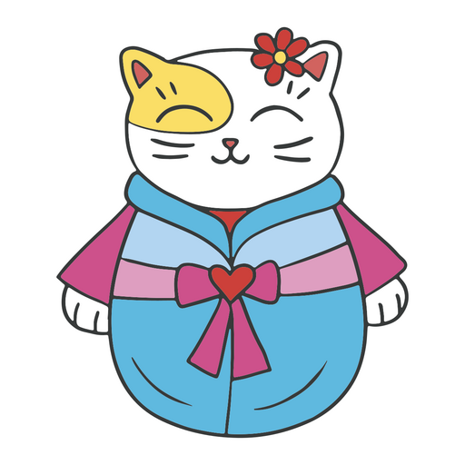 Maneki neko lindo turquesa Diseño PNG