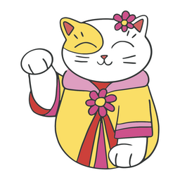 Maneki neko amarelo fofo Desenho PNG