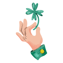 Hand holding a four-leaf clover PNG Design