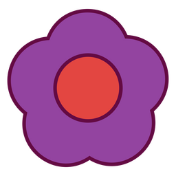 Simple flower color stroke purple PNG Design