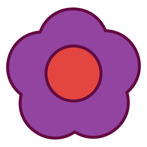 Flor simple trazo de color púrpura Diseño PNG