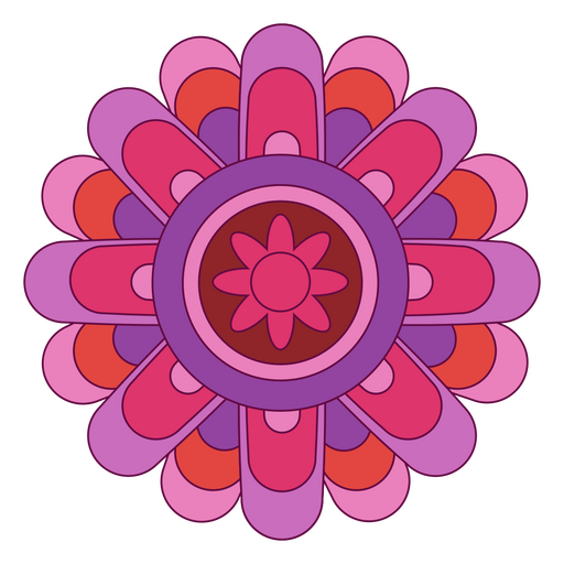 Mandala de tra?o de cor de flor Desenho PNG