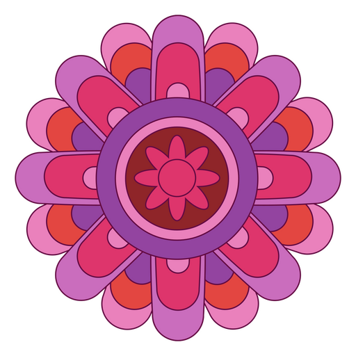 Mandala de traço de cor de flor Desenho PNG