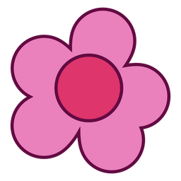 Simple flower color stroke pink PNG Design Transparent PNG