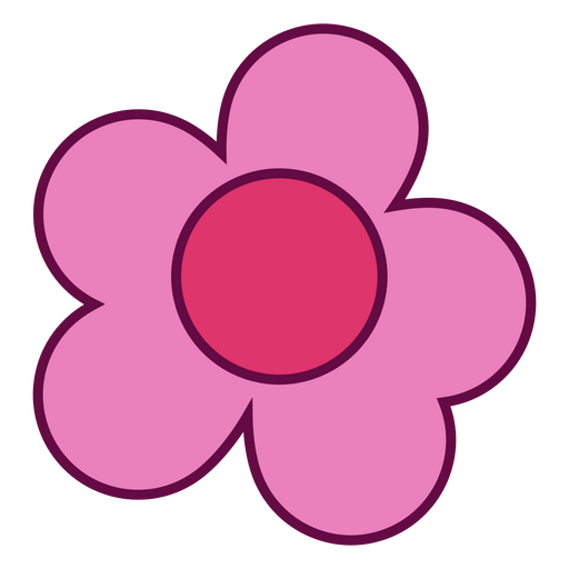 Simple flower color stroke pink PNG Design