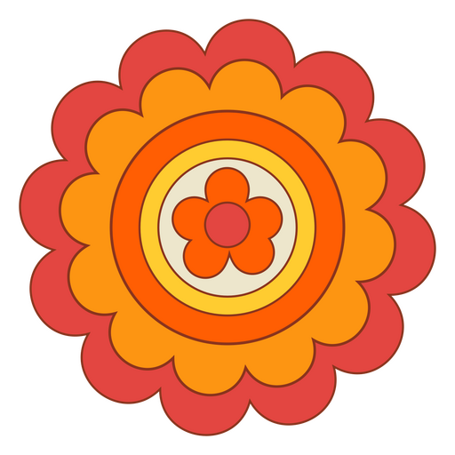 Mandala flor color trazo naranja Diseño PNG