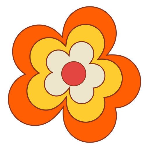 Flower power color stroke yellow PNG Design