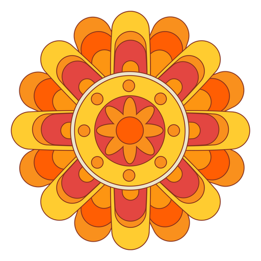 Blumenfarbstrich-Mandala gelb PNG-Design