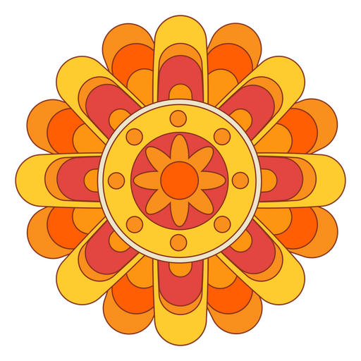 Mandala de traçado de cor de flor amarela Desenho PNG