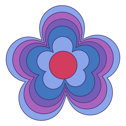 Flower power color stroke blue PNG Design