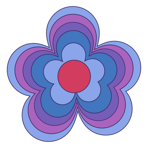 Flower power traço de cor azul Desenho PNG