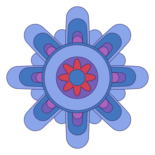 Flor color trazo mandala azul Diseño PNG