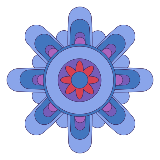 Mandala de traço de cor de flor azul Desenho PNG