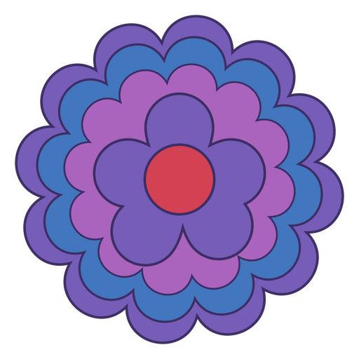 Mandala flor color trazo azul Diseño PNG