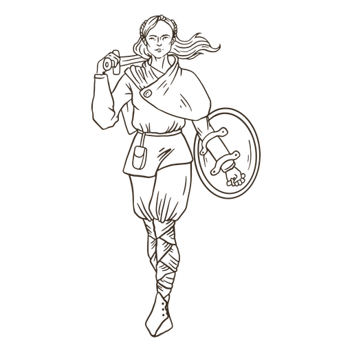 Mujer guerrera vikinga gente nórdica simple Diseño PNG