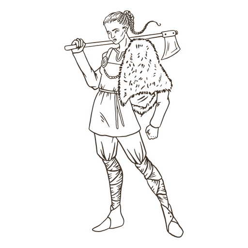 Viking woman simple nordic people PNG Design