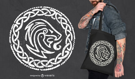 Diseño de bolso tote con símbolo vikingo