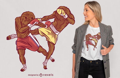 Perezosos haciendo diseño de camiseta de artes marciales.