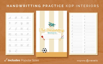 Cursive handwriting journal design template KDP