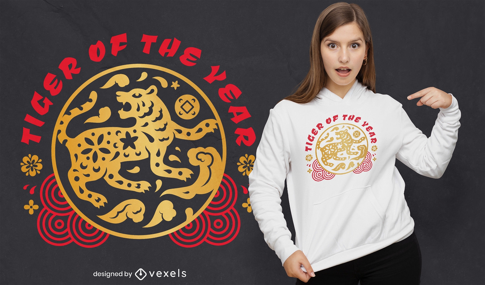 Tiger of the year chinese new year t-shirt design