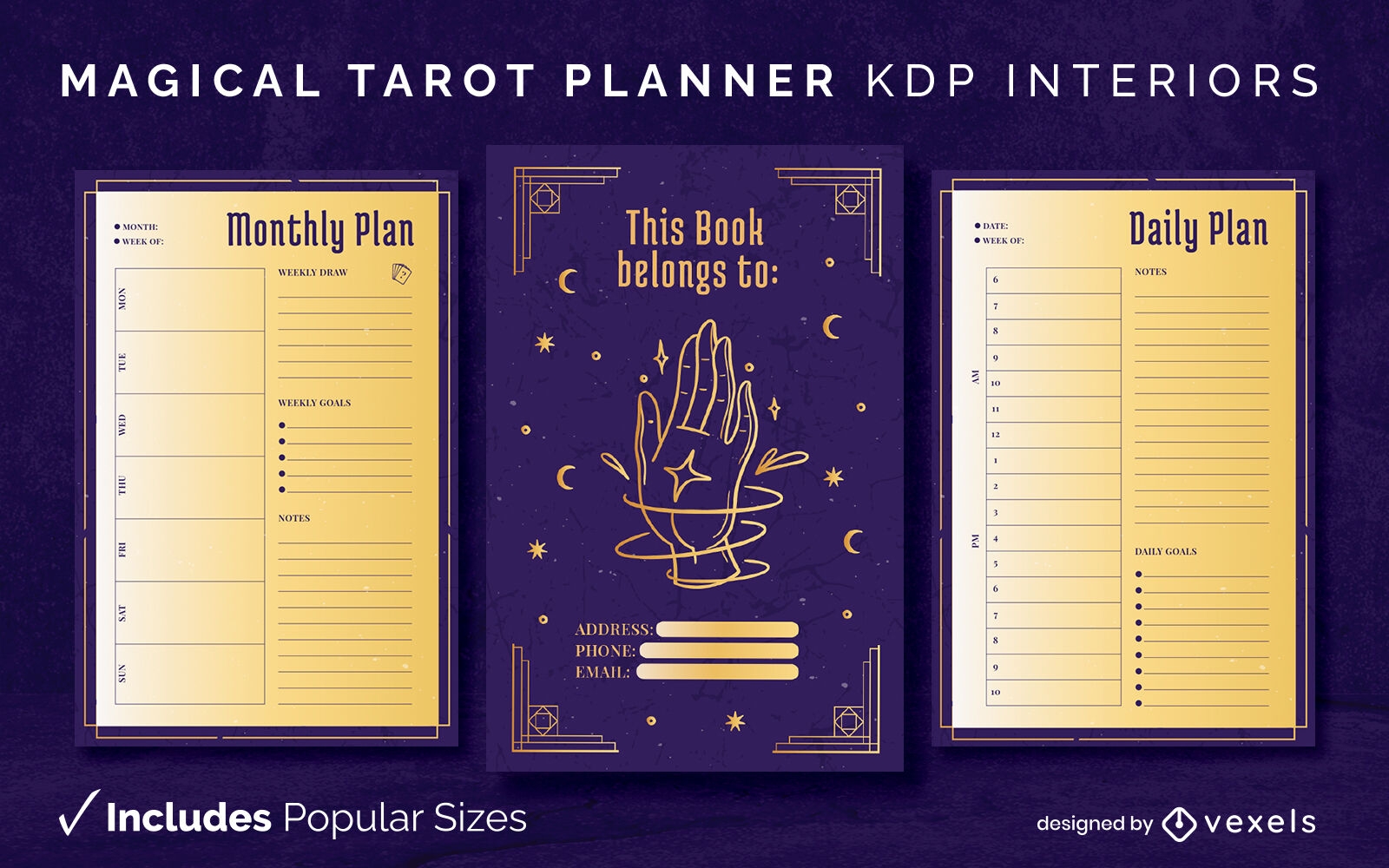Magical tarot planner KDP interior template