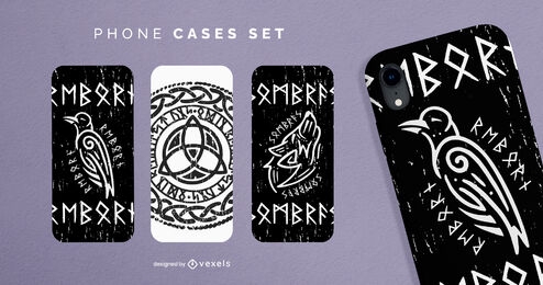Viking symbols phone cases set