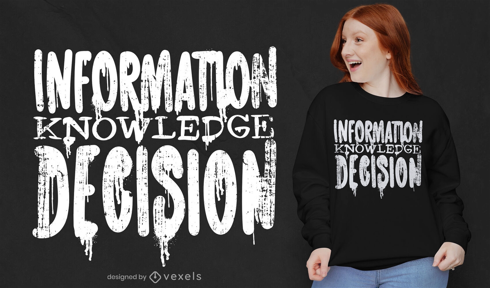 Diseño de camiseta de decisión de conocimiento de información.