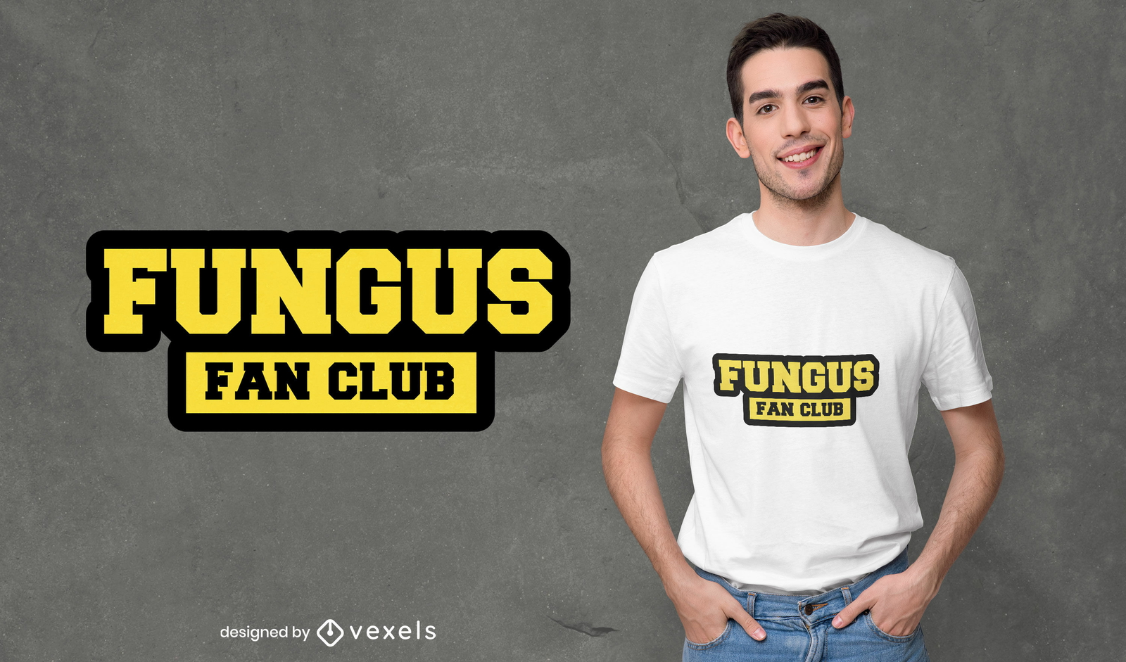 Diseño de camiseta del club de fans de hongos.