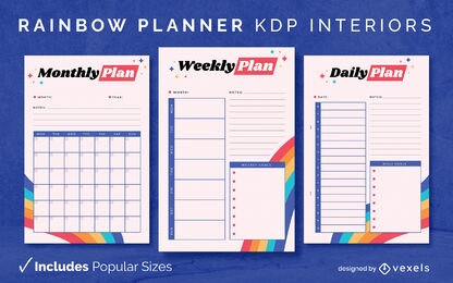 Rainbow planner template KDP interior design