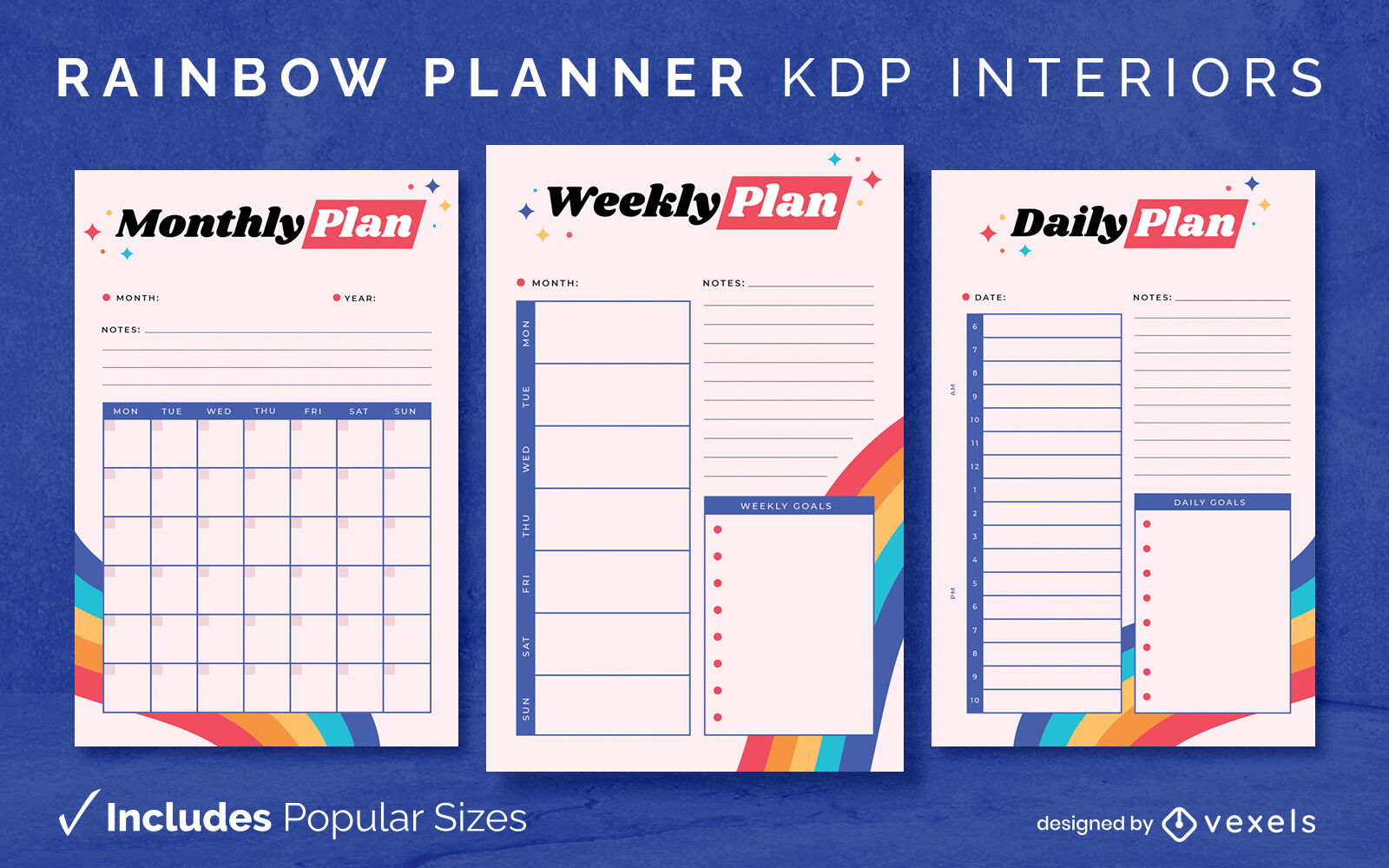 Rainbow planner template KDP interior design